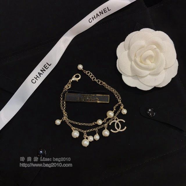 chanel手鏈 新款香家貴婦珍珠 施華洛水晶 珍珠 雙層手鏈  gzsc1447